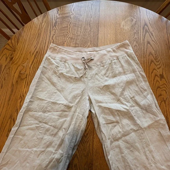 Eileen Fisher 100% Organic Linen Wide Leg Crop Pants Pull On - Picture 4 of 11